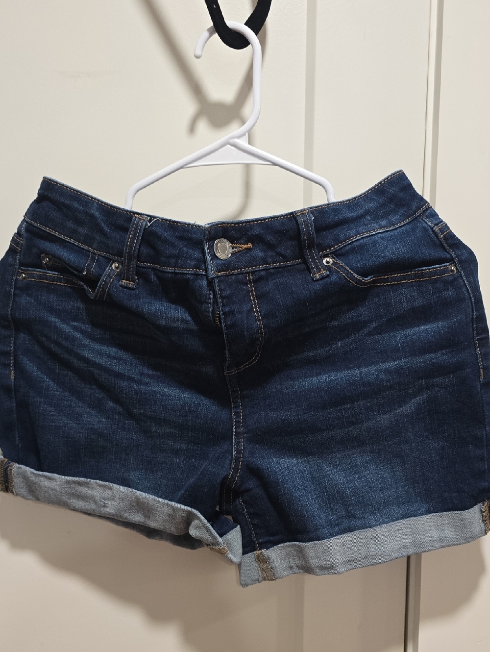 Time and Tru Dark Blue Roll Cuff Denim Shorts